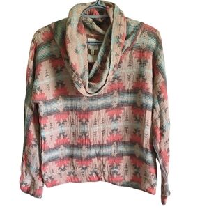DYLAN By true grit Tribe Southwestern Prints Cowl neck pullover Top Size XS